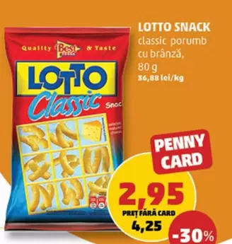 LOTTO SNACK classic porumb cu brânză