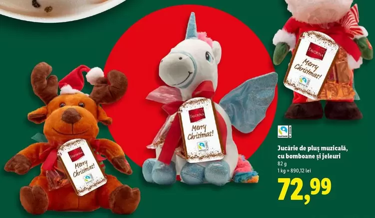 Jucărie de pluș muzicală, cu bomboane și jeleuri