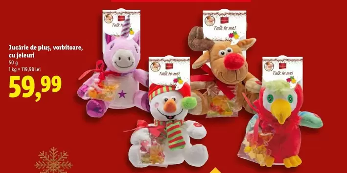 Jucărie de pluș, vorbitoare, cu jeleuri