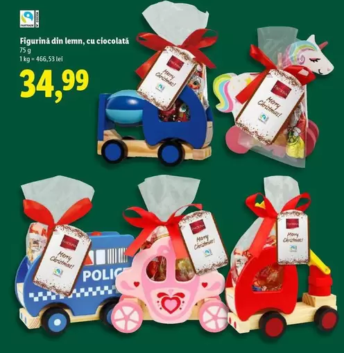 Figurină din lemn, cu ciocolată