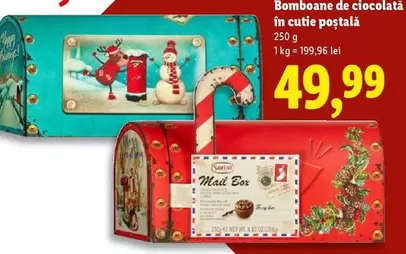 Bomboane de ciocolată în cutie poștală