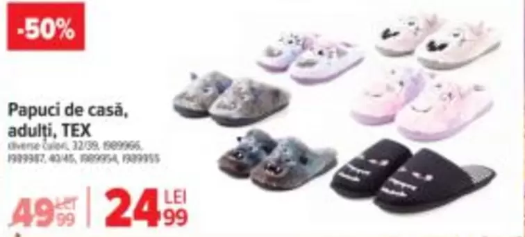 Papuci de casă, adulți, TEX