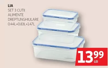 SET 3 CUTII ALIMENTE DREPTUNGHIULARE