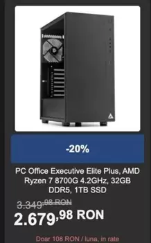 Amd - Office Executive Elite Plus, Ryzen 7 8700G 4.2GHz, 32GB DDR5, 1TB SSD