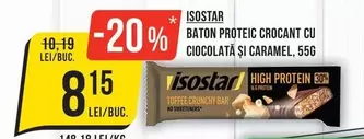 BATON PROTEIC CROCANT CU CIOCOLATĂ ȘI CARAMEL