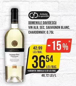 Alb - VIN ALB, SEC, SAUVIGNON BLANC, CHARDONNAY, 0.75L