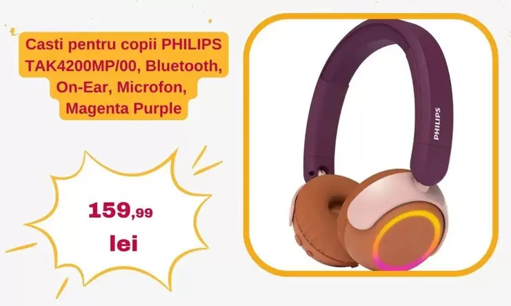 Philips - TAK4200MP/00, Bluetooth, On-Ear, Microfon, Magenta Purple