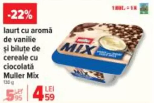 laurt cu aromā de vanilie și biluţe de cereale cu ciocolată