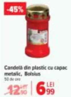 Casdelă din plastic cu capac metalic