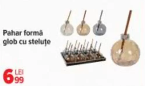 Pahar formă glob cu steluțe