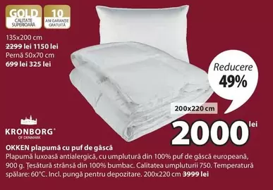 OKKEN plapumă cu puf de găscă