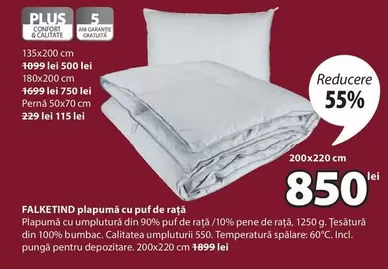 plapumă cu puf de raţă