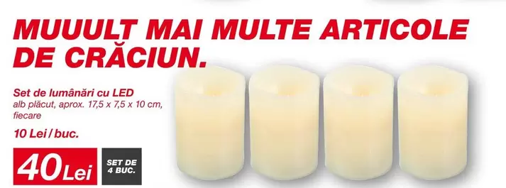 Alb - Set de lumânări cu LED