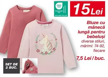 Bluze cu mânecă lungă pentru bebeluși