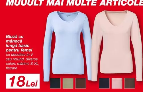 Bluza cu mânecă lungă basic pentru femei