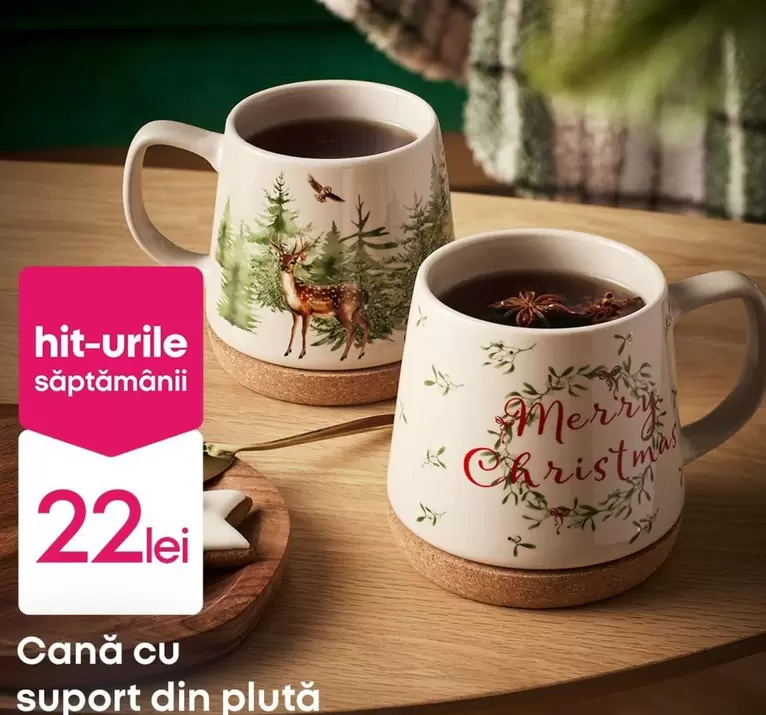 Cană cu suport din plută