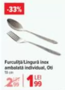 Furculiță/Lingură inox ambalată individual, Oti