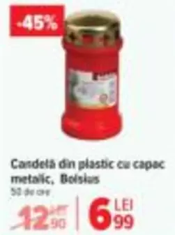 Candelă din plastic cu capac metalic
