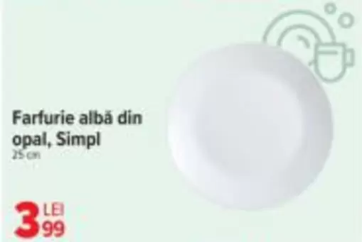 Farfurie albă din opal, Simpl