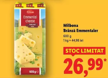 Brânză Emmentaler, feliată