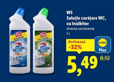 Soluţie curăţare WC, cu înălbitor