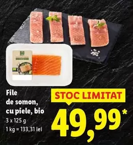 File de somon, cu piele, bio