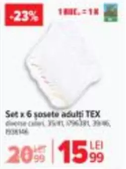 Set x 6 şosete adulți TEX