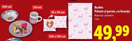 Barbie - Pătură și pernă, cu licență