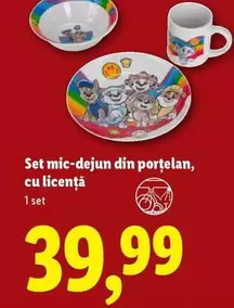 Set mic-dejun din porțelan, cu licență