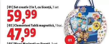 Set creativ 2 in 1, Clementoni Tablă magnetică