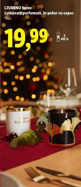 Lumânare parfumată, în pahar cu capac