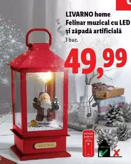 Felinar muzical cu LED și zăpadă artificială