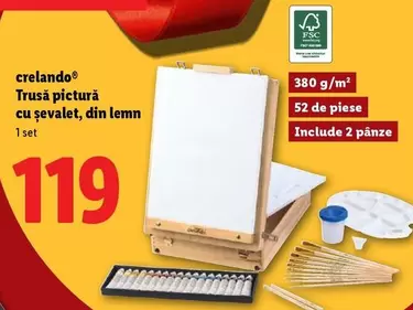 Trusă pictură cu şevalet, din lemn