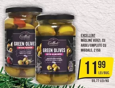 MASLINE VERZI, CU ARDEI/UMPLUTE CU MIGDALE