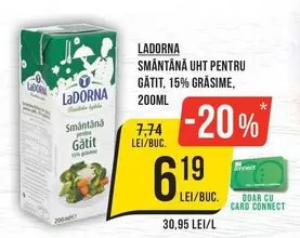 Ladorna - SMÂNTÂNĂ UHT PENTRU GĂTIT, 15% GRĂSIME