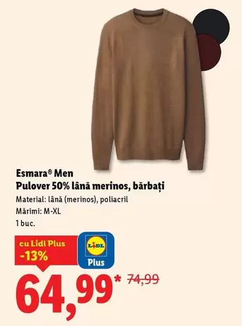 Pulover 50% lână merinos, bărbați