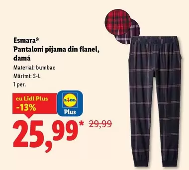 Pantaloni pijama din flanel, damă