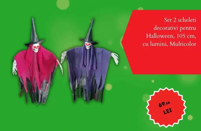 Set 2 scheleti decorativi pentru Halloween