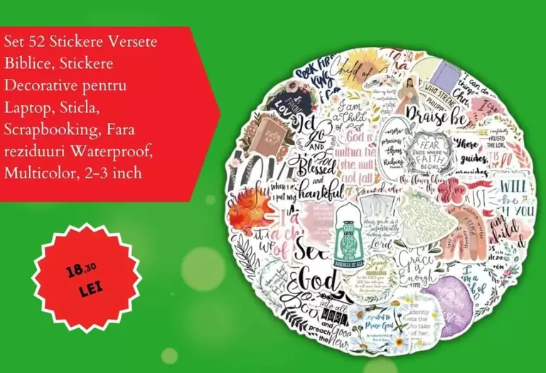 Set 52 Stickere Versete Biblice, Stickere Decorative