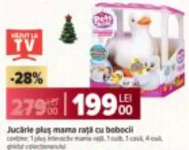 Jucărie pluş mama rață cu bobocli