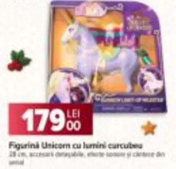 Figurină Unicorn cu lumini curcubeu