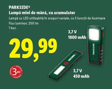 Lampă mini de mână, cu acumulator