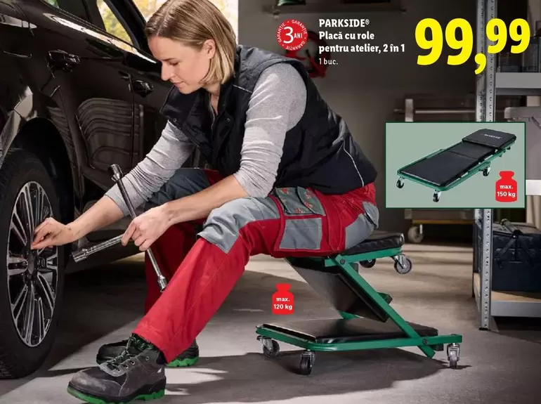 Placă cu role pentru atelier, 2 în 1