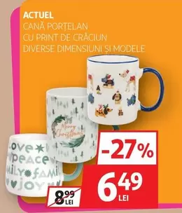 Actuel - CANĂ PORTELAN CU PRINT DE CRACIUN