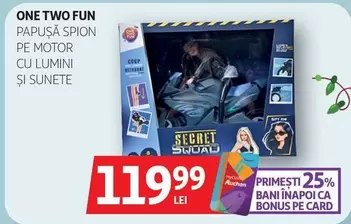 PAPUȘĂ SPION PE MOTOR CU LUMINI ȘI SUNETE