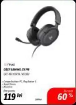 CASTI GAMING, CU FIR GXT 450 DONA, NEGRU