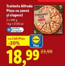 Pizza cu șuncă și ciuperci