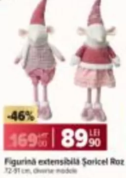 Figurină extensibilă Șoricel Roz