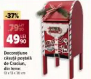 Decoraţiune căsuţă poştală de Craciun, din lemn