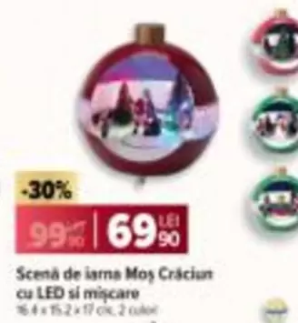 Scenă de iarna Moş Crăciun cu LED si mişcare